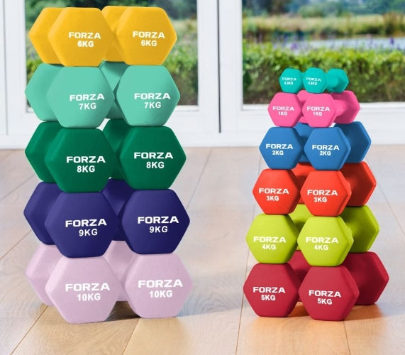 FORZA Neoprane Hex Dumbells  ( 0.5kg - 16kg )